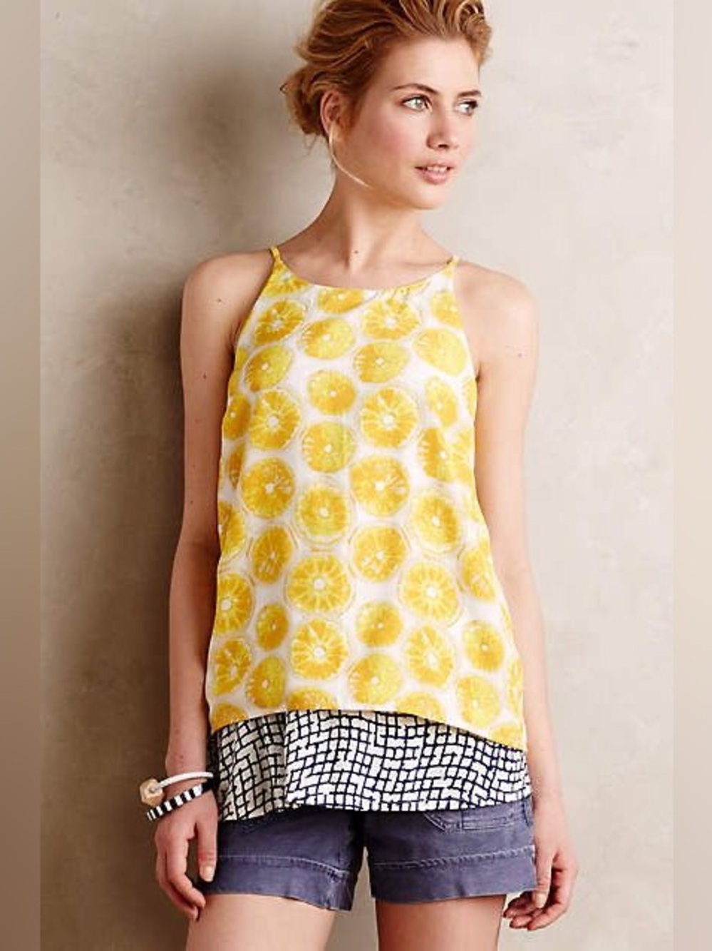 Anthropologie Porridge Fruit Slice Layered Top